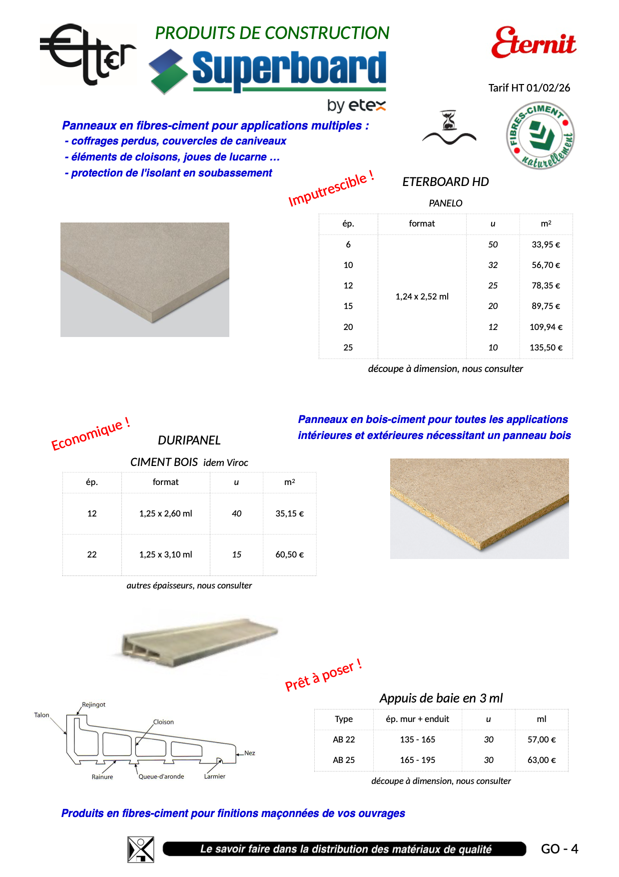 G4 - PRODUITS DE CONSTRUCTION